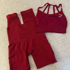 Gymshark Burgundy Strappy Sports Bra & Leggings Set